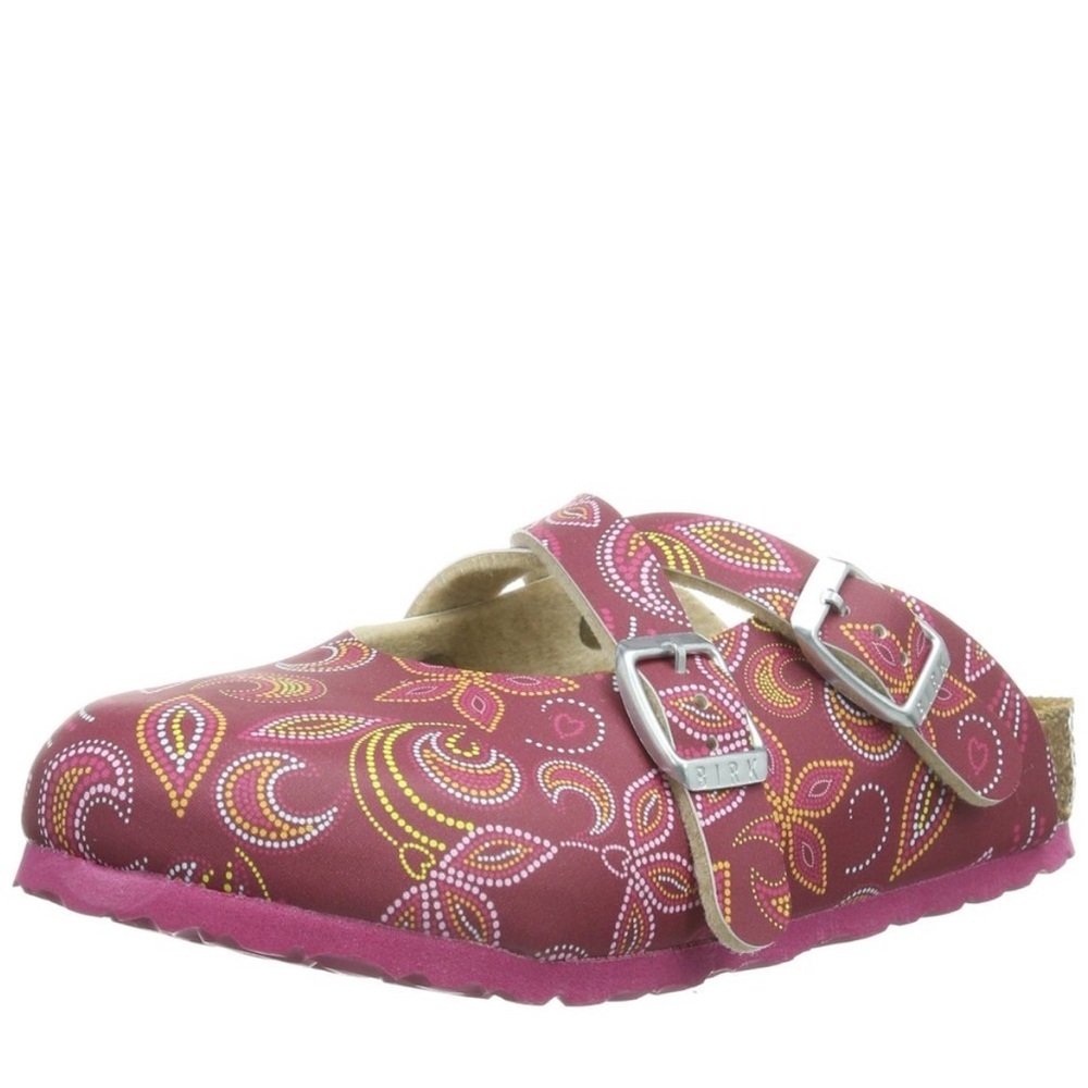 Birkenstock Girls Dorian Birko-Flor Floral Print Footbed Sandals Red 29